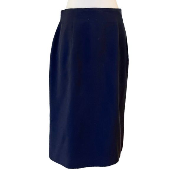 VINTAGE CHRISTIAN DIOR Pencil Skirt Navy Wool Pleats Back Lined Zipper USA 10 - Picture 10 of 10